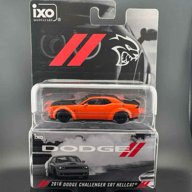 IXO 2018 Dodge Challenger SRT Hellcat - Go Mango, 1:64 Scale, Limited Edition - Collectible Model