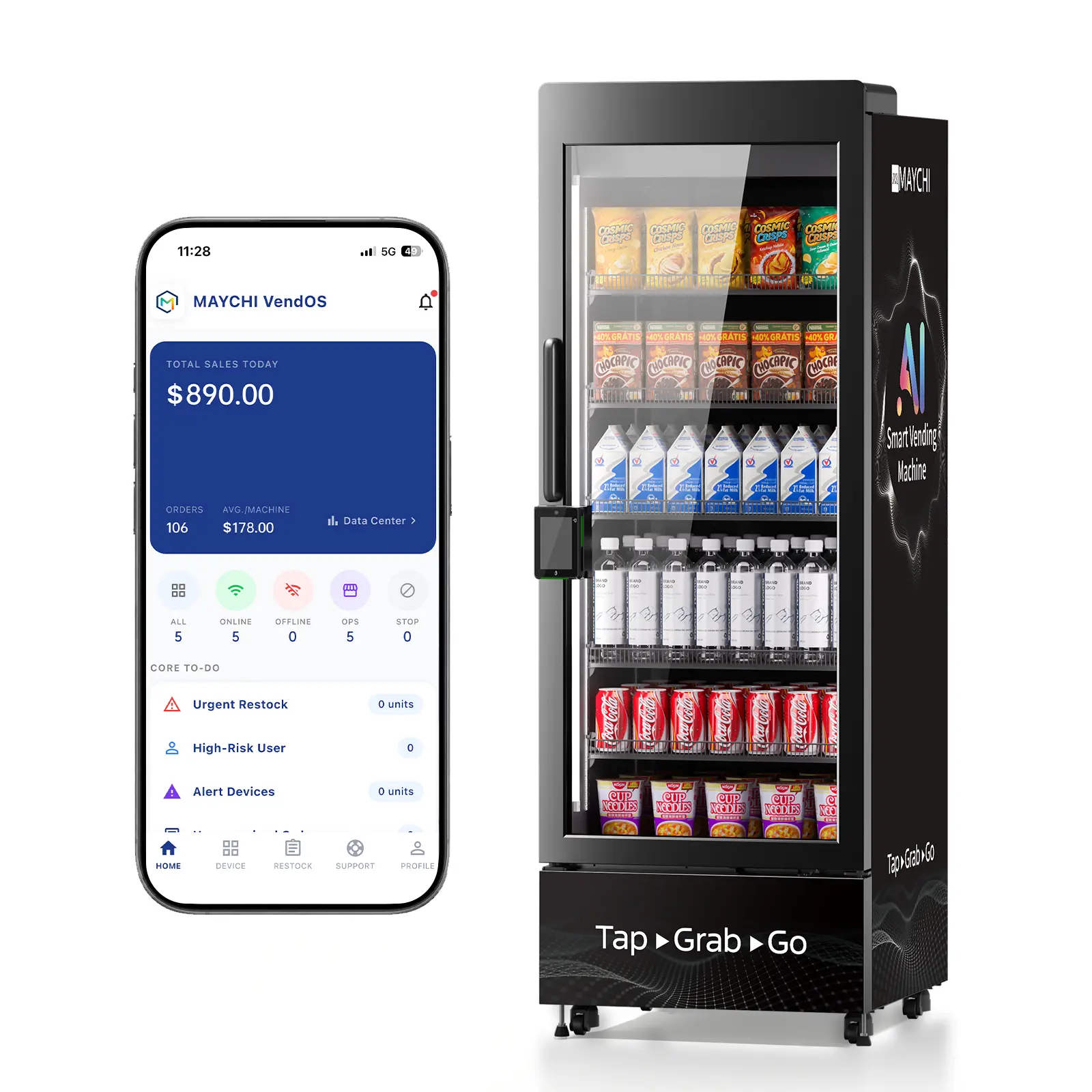 Maychi refrigerated vending machine, unmanned vending machine, high-capacity automatic vending machine, AI vending cabinet, unmanned vending machine.