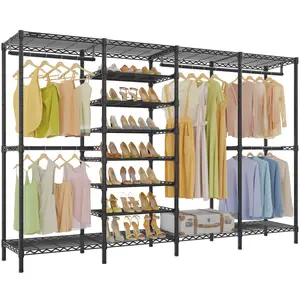 VIPEK S4 Heavy Duty Clothes Rack with Shoe Shelves Freestanding Clothing Rack with 6-Tier Shoe Rack, 4 Hanging Rod, Adjustable Shelf, Walk in Closet Organizer Garment Rack