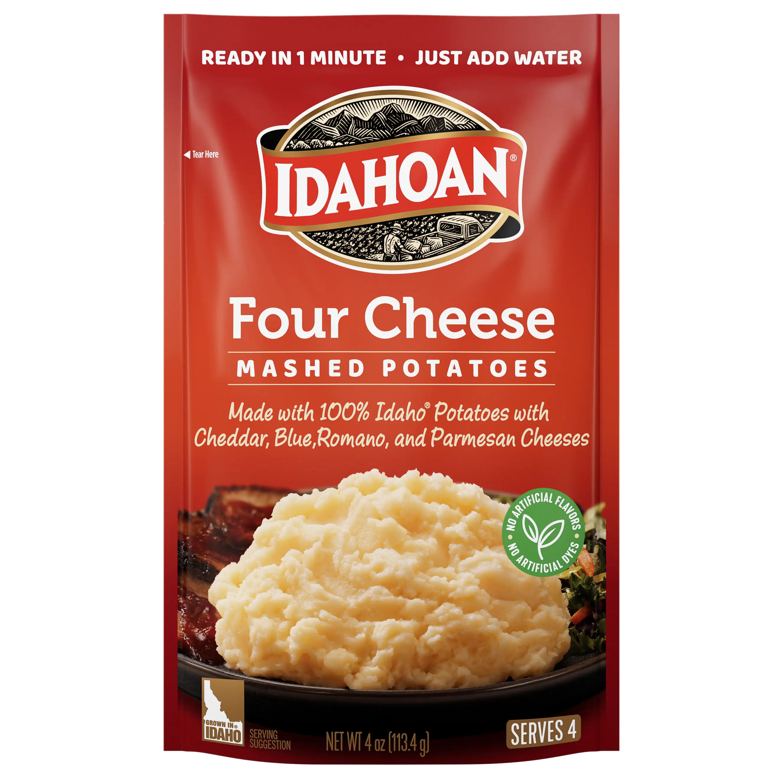 Idahoan Four Cheese Mashed Potatoes, 4 oz, Pack of 12