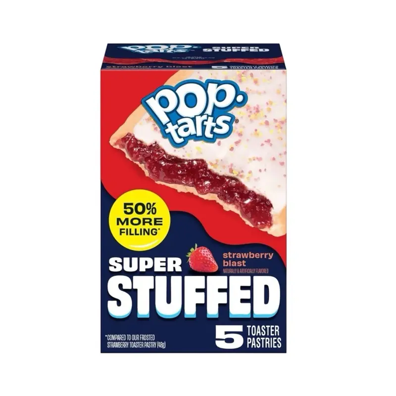 Pop-Tarts Super Stuffed Strawberry Flavor Sweet Baked Dessert Snack, 1 Box with 5 Pastries