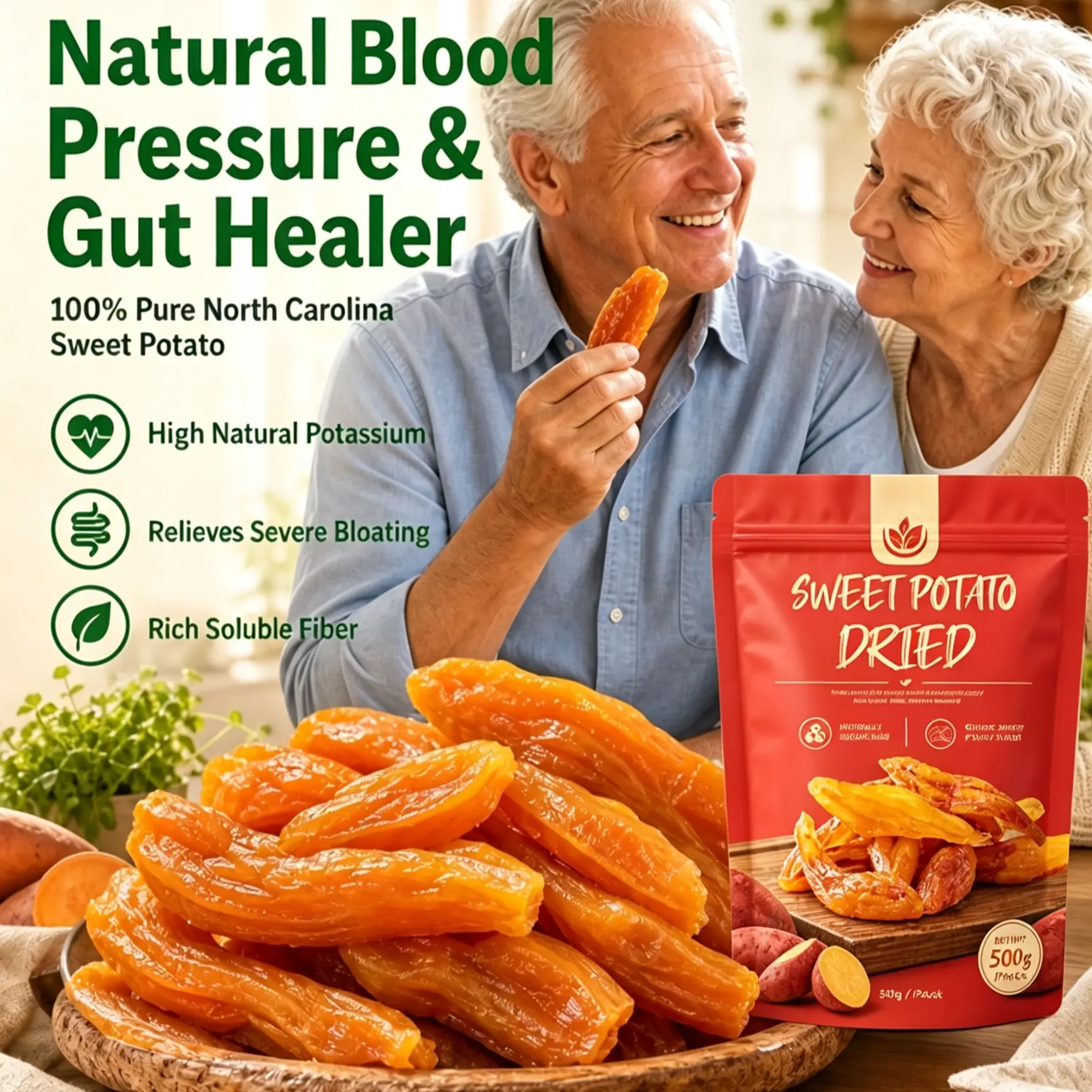 Fitness meal replacement snack: Freshly steamed and freshly baked 0-sugar inverted-steamed sweet potato strips, soft, chewy, and naturally sweet.