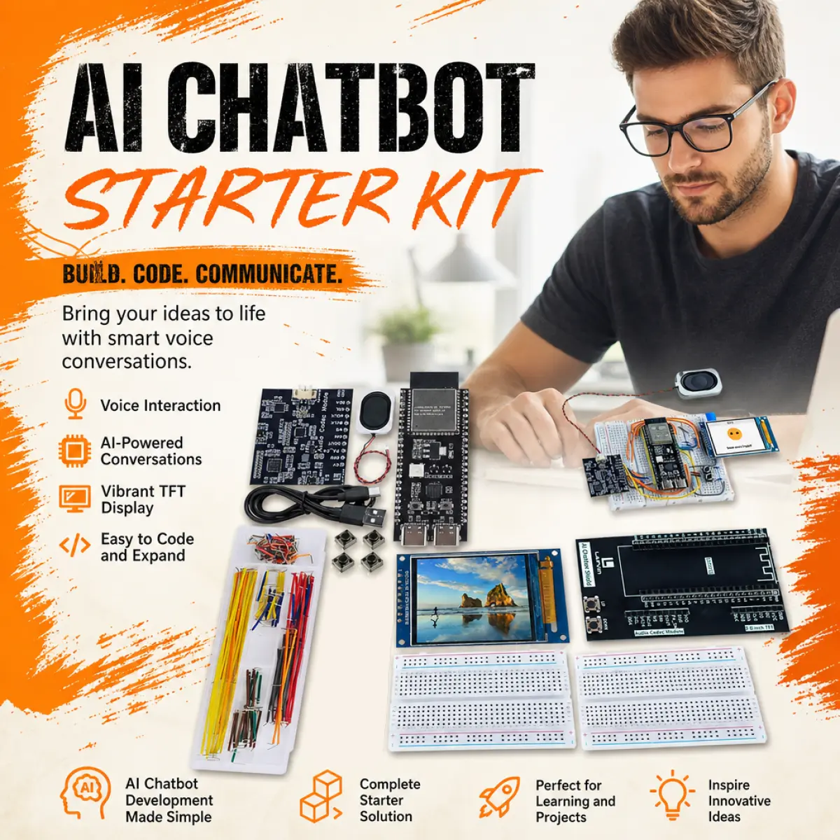 LAFVIN ESP32 Starter Kit with OLED Display, DHT11 Sensor, PIR Motion, Relay Module – 20+ Components WiFi Bluetooth Development Board for Arduino IDE IoT Beginners