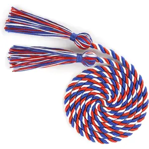 Graduation Cords for 2026 Graduation Red Blue White 68 Inch Rayon Braided Honor Cord with Tassels for Students Master Doctoral Graduation Decorations