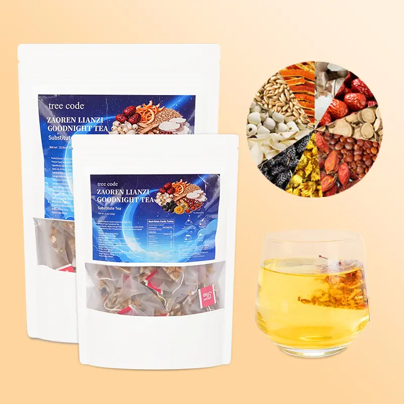 Treecode Ziziphus Sleep Tea Bags - Melatonin-Free, Caffeine-Free Sour Jujube Seed Beverage with Gardenia, Lily Bulb, Licorice Root for Deep Sleep, Stress Relief, 3.75 oz, for Adults, Late-Night Scrollers (30/60/120 Ct)