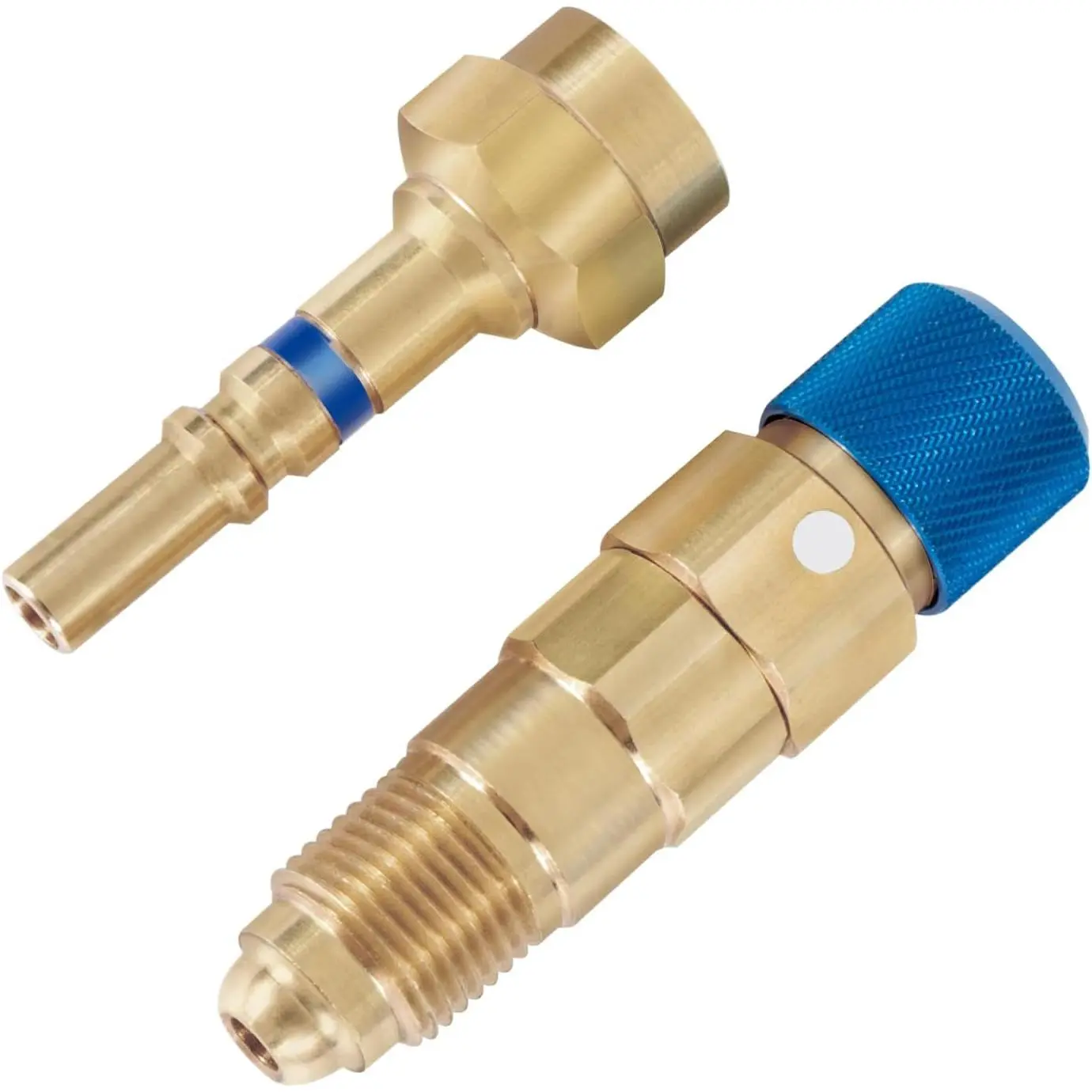 QDB33 Brass Color-Coded Argon Hose Quick Connect Fittings Set - Spring Lock Sliding Attachment, 125 psi Reverseflow Closed Adapter for Gas Users’ Secure Inert Gas Regulator Connections
