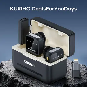 DealsForYouDays！KUKIHO Wireless Lavalier Microphone for iPhone iPad Android With Charging Case Audio Smartphone Audio Smartphone