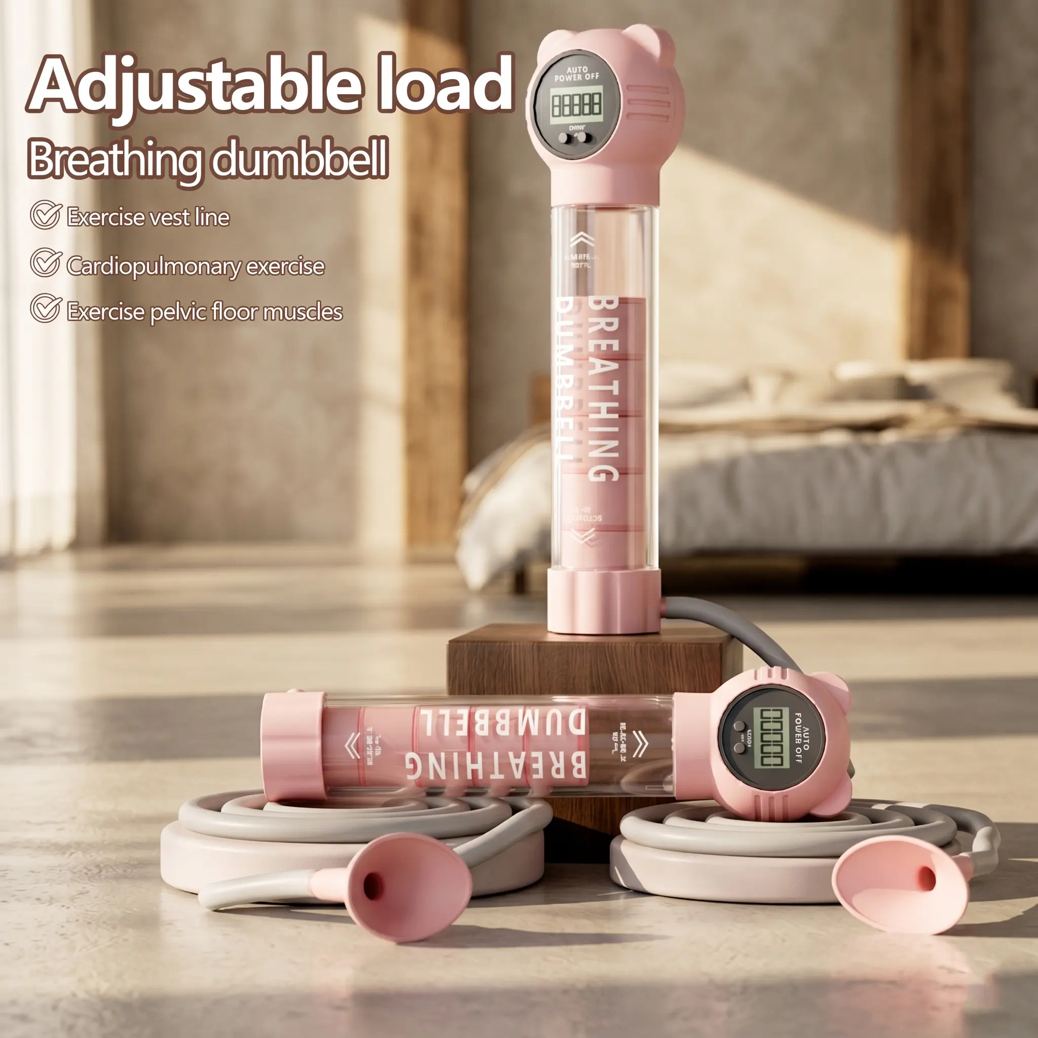 Adjustable Resistance Breathing Dumbbell Trainer - Inhale-Exhale Lung Boost Tool, Strengthen Respiratory Muscles, Improve Stamina, Portable Tool for Home & Daily Workout, Resistance Adjust