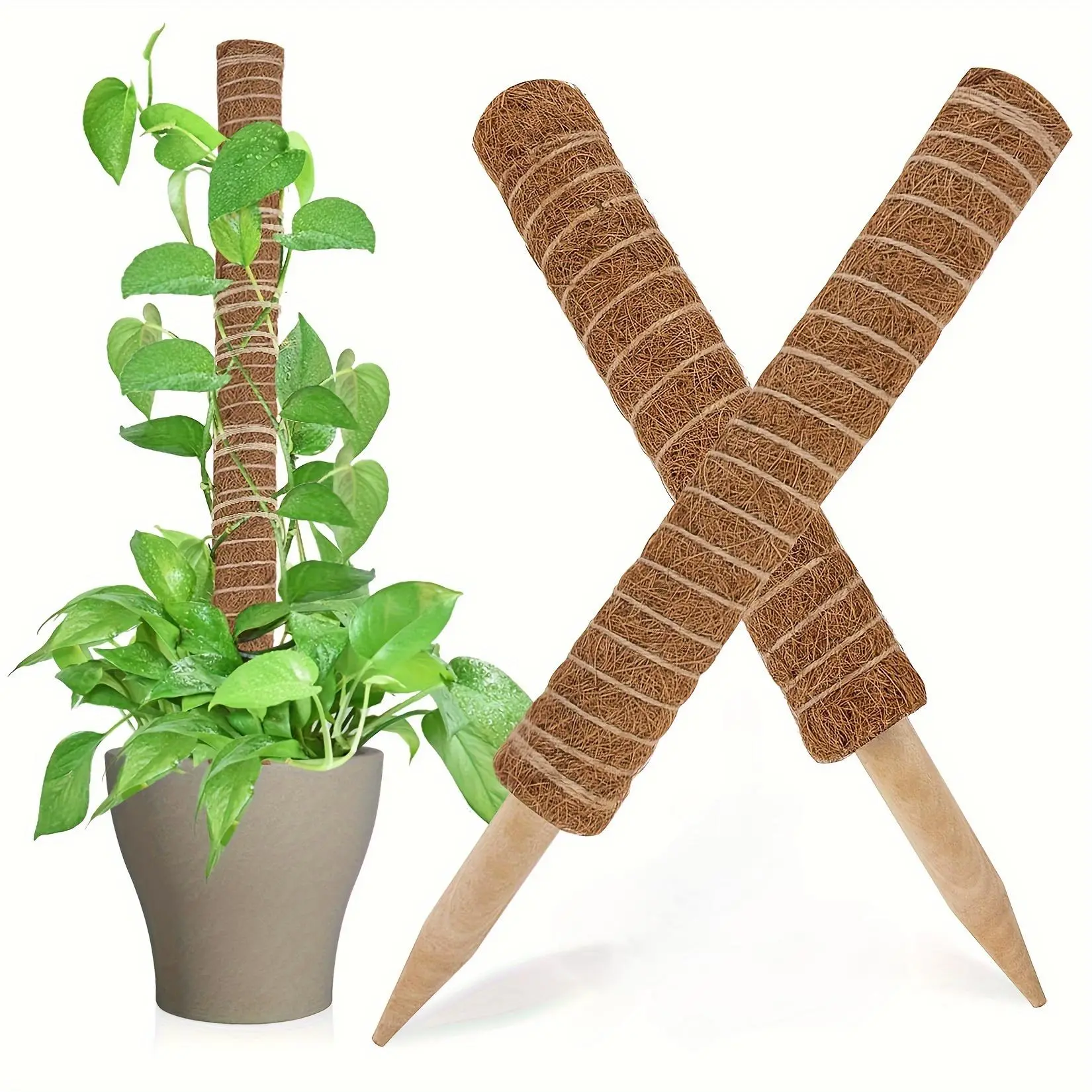 Cruel Summer Moss Pole, 2 Counts Moss Rod For Climbing Plants, Coconut Shell Totem Pole Plant Support Bracket For Monstera Potted Plants, Garden Decoration Accessories, Garden Supplies, Plant Care & Support