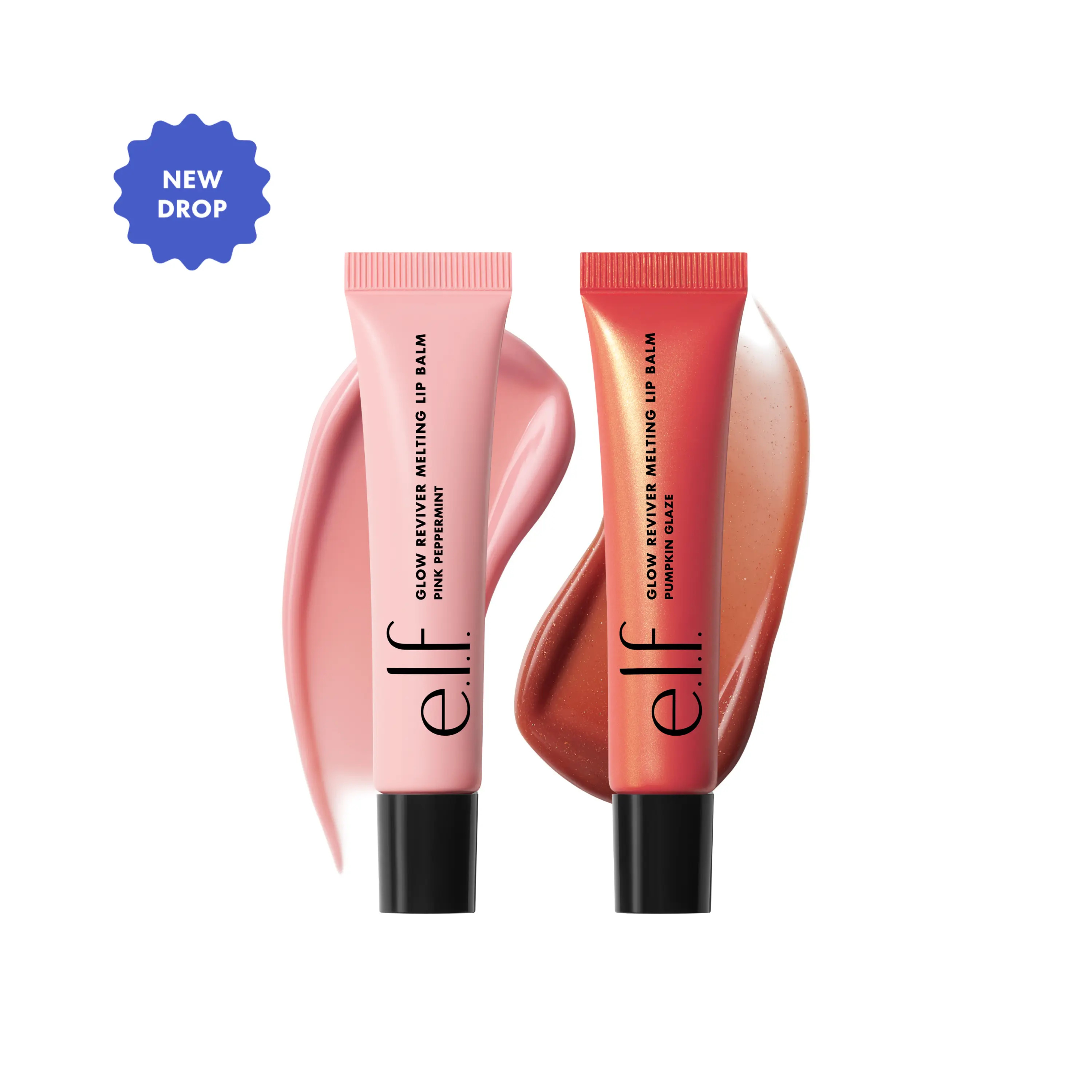 e.l.f. Glow Reviver Flavor Balm Lip Duo - Limited-Edition Tinted Lip Balm Kit, 2 Melting Lip Balms, Pumpkin Glaze & Pink Peppermint | Buildable Color, Glossy Shine, 10% Hydrating Butters, Vegan