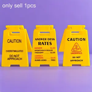 Caution Overstimulated Desk Sign -Yellow Signwith Black Text, Gift for CoworkersBoss & Employees, Mini Novelty FunnyDFunny Desk Sign, 3D Printed Warning Overstimulated Don't Approach, Mini Humorous Prank Gift for Colleagues Boss, Office Home Decor Signage