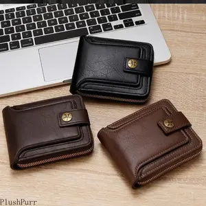 New Men's Short Bifold Horizontal Billfold Wallet - Integrated Driver License & Card Holder, Slim Multi-Functional Large Capacity, Durable Lightweight for Daily Commute & Travel