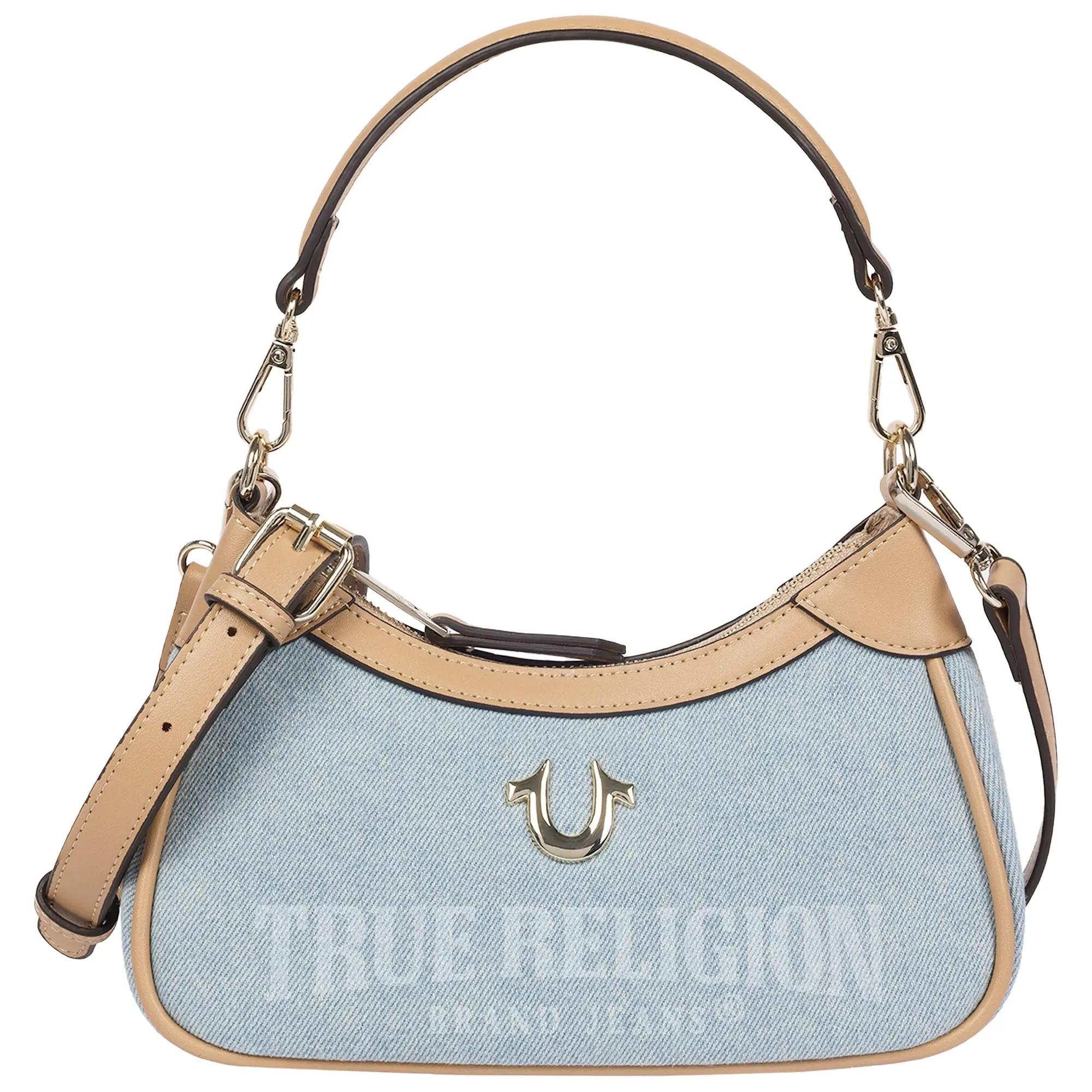 True Religion Blair Denim & PU Shoulder Bag – Logo Denim