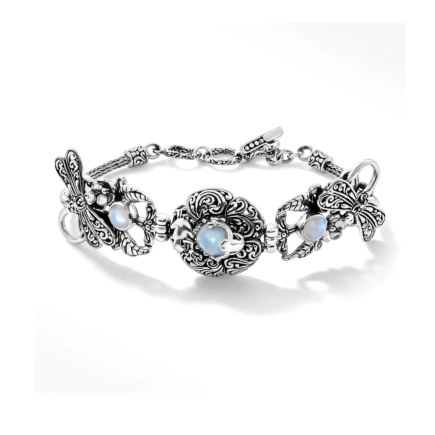 D''Joy Bali Legacy Ethiopian Welo Opal Dragonfly Bracelet in Sterling Silver (8.00 In) 2.70 ctw