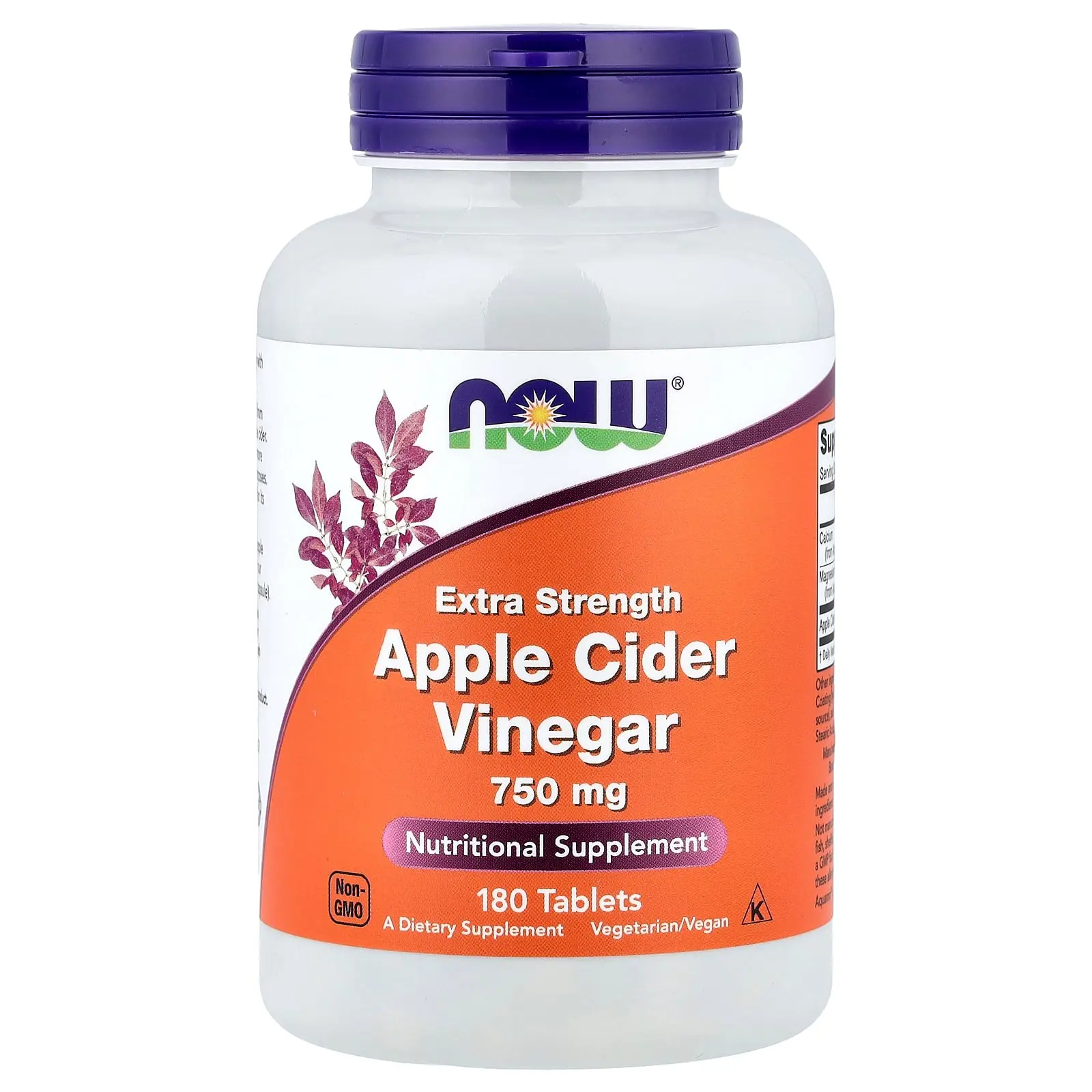 NOW Foods Apple Cider Vinegar, 750 mg, 180 Tablets