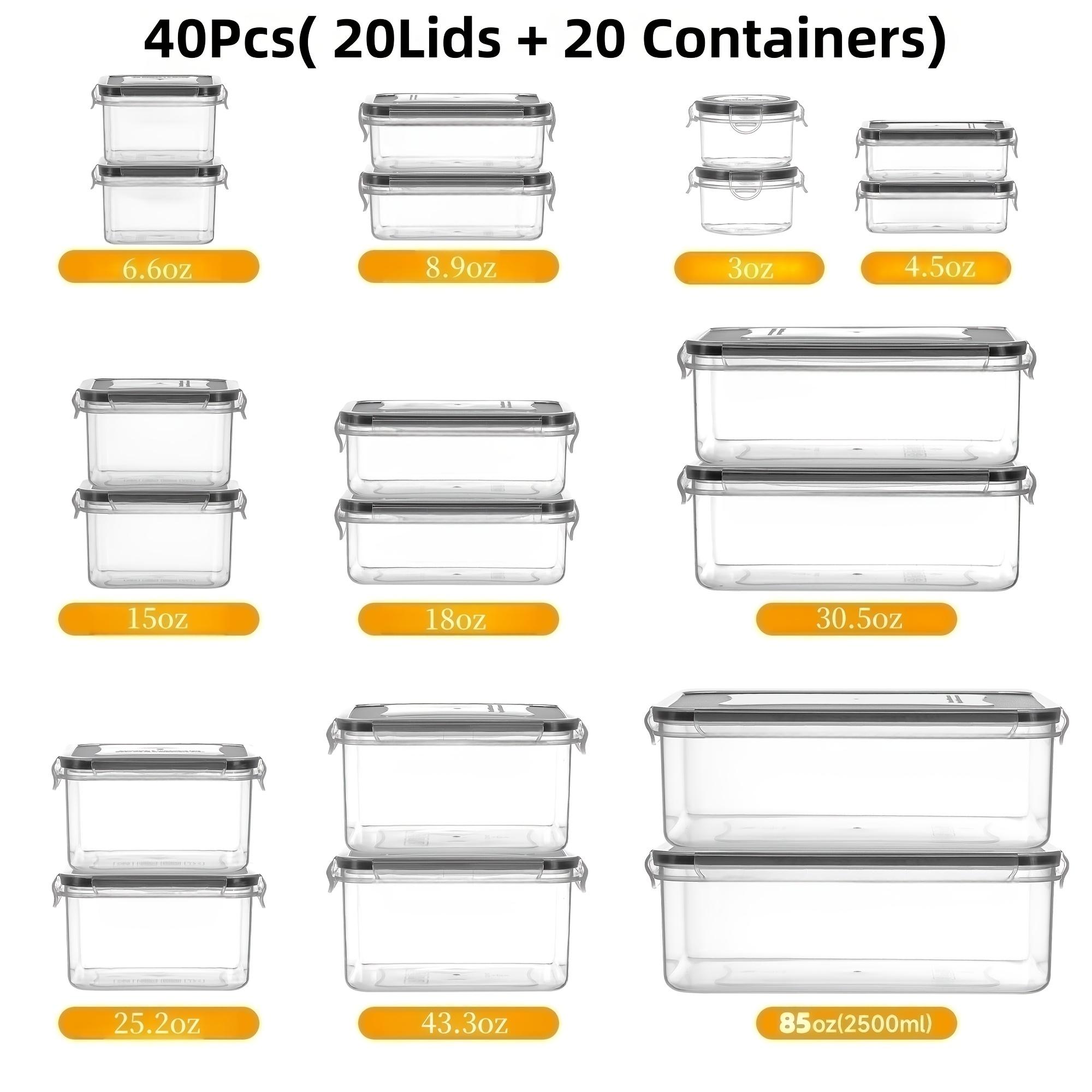 24/40/48 pieces/set food storage box set, food preservation boxes, easy-to-fix lids (12/20/24 lids + 12/20/24 containers) - Sealed plastic containers, suitable for pantry, travel, outdoor picnics, kitchen organization, includes labels and markers