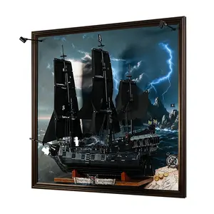 Display Wall Board for Black Pearl 10365, Display Hanger with LED Light & Music Player, USB Powered, Showcase Your Ship Securely (Pirate Ship Model Not Included)