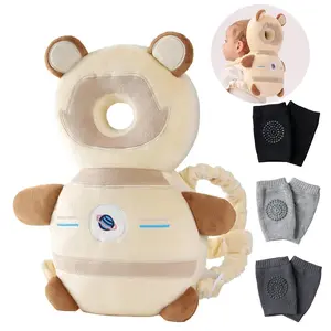 Baby Head Protector Cushion Backpack with 3 Knee Pads for Walking & Crawling,Khaki Astronauts