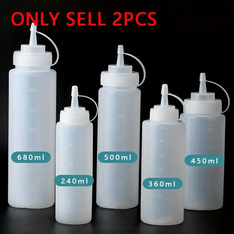 Tomato Salad Dressing Transparent Mouth Squeezing Commercial Oil Pot Seasoning Sauce Measuring Bottle Set Oil Dispenser Set Kitchenware Kitchen Gadgets