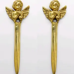Unique Vintage Brass Angel Letter Opener Set - Kitchen & Office Mail Envelope Opening Gadget