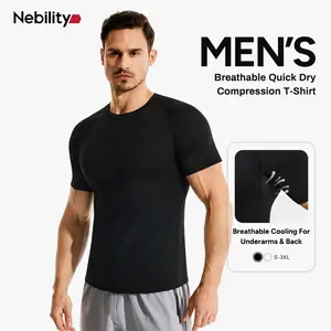 Nebility Men’s Compression Athletic T-Shirt – Lightweight Breathable Gym Shirt, Moisture-Wicking Quick Dry, Stretch Fit Training Top for Running, Fitness & Sports