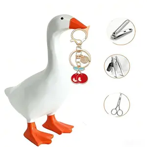 Magnetic Goose Key Holder, Cute Resin Statue, Desk Organizer, Funny Home Decor Gift