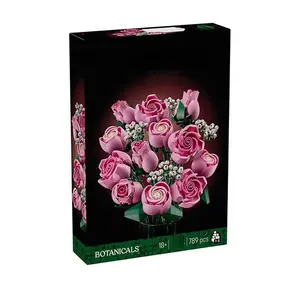 822PCS Creative Red Rose Bundle Building Blocks Set, Eternal Rose Valentine's Day Mother's Day Birthday Gift Festival Surprise Bouquet Assembly Toy, Artificial Bouquets