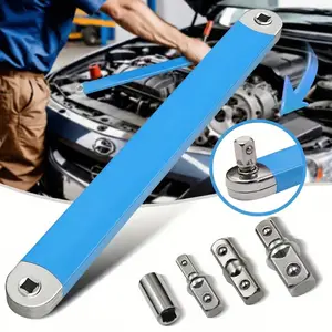Tight Reach Extended Wrench Set, Offset Design with 1/2, 1/4, and 3/8 Square Drive Adapters, Perfect for Tight-Spaces and Versatile Use, Offset Extension Wrench