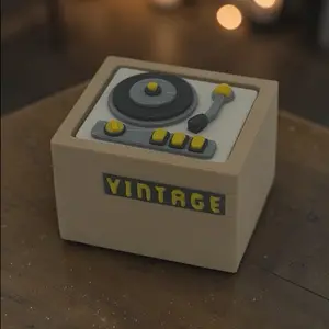 Vintage Record Player Fidget Clicker Keychain