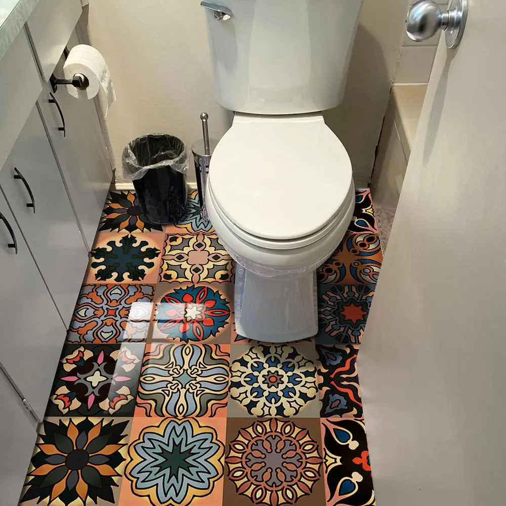 Vintage Style Tile Sticker, 16pcs/set Self-adhesive Removable Wall Sticker, Modern Simple Wall Tiles Sticker, Wall Decal for Home Kitchen Bathroom, Ho