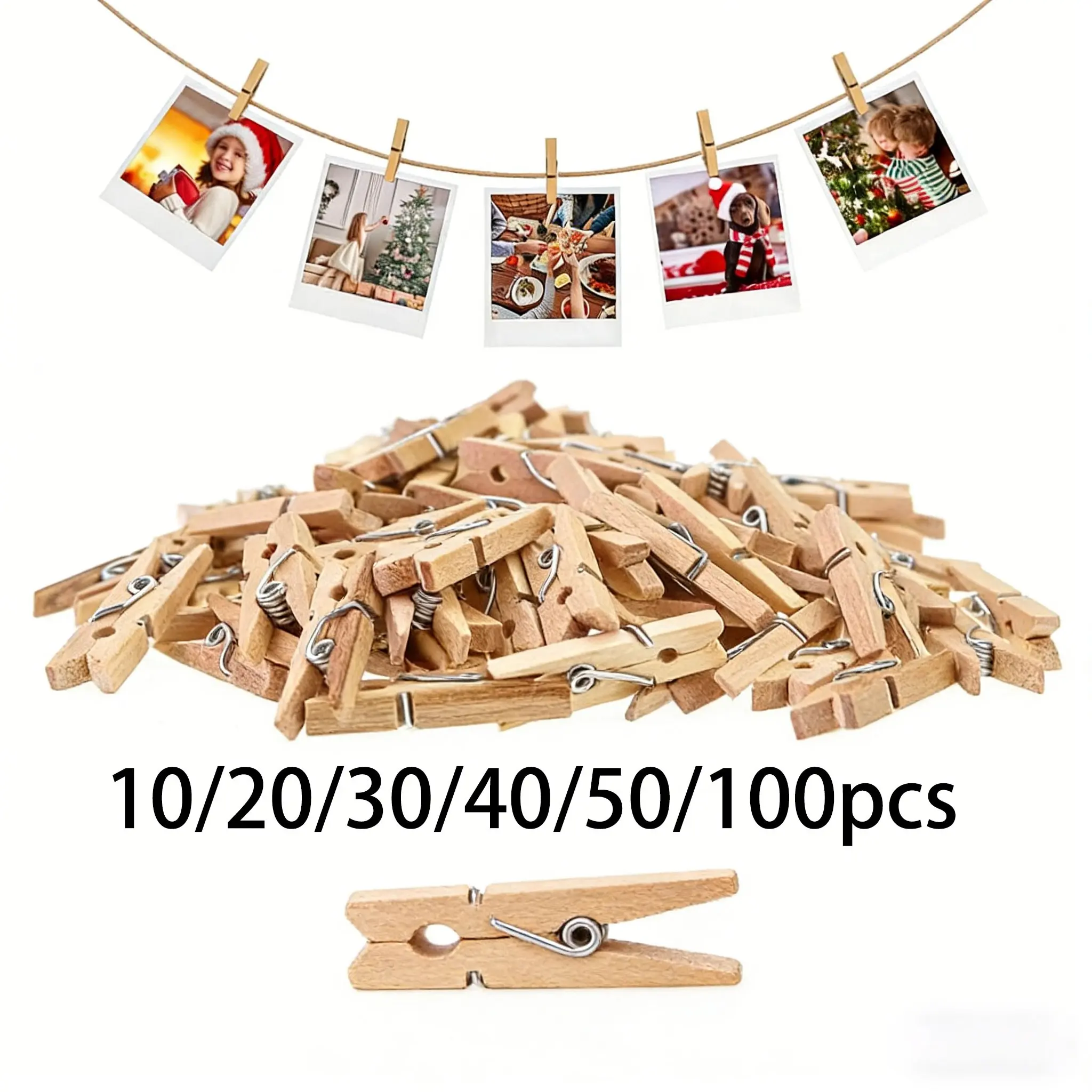 Mini Photo Clips Natural Wooden Small Clothespins, 10/20/30/40/50/100pcs, for Arts and Crafts, DIY Handmade Crafts, Hanging Decorative Pictures, Decoration, Photo Decorations