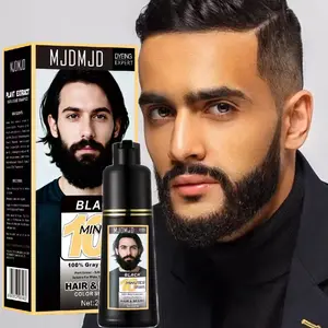 Men's Black Beard And Hair Dye,Simpler Beard Dyeing Solutions,Long Lasting Black Beard Hair Dye,Natural Look,Nourishing Formula,Perfect for Everyday Use,200 ml