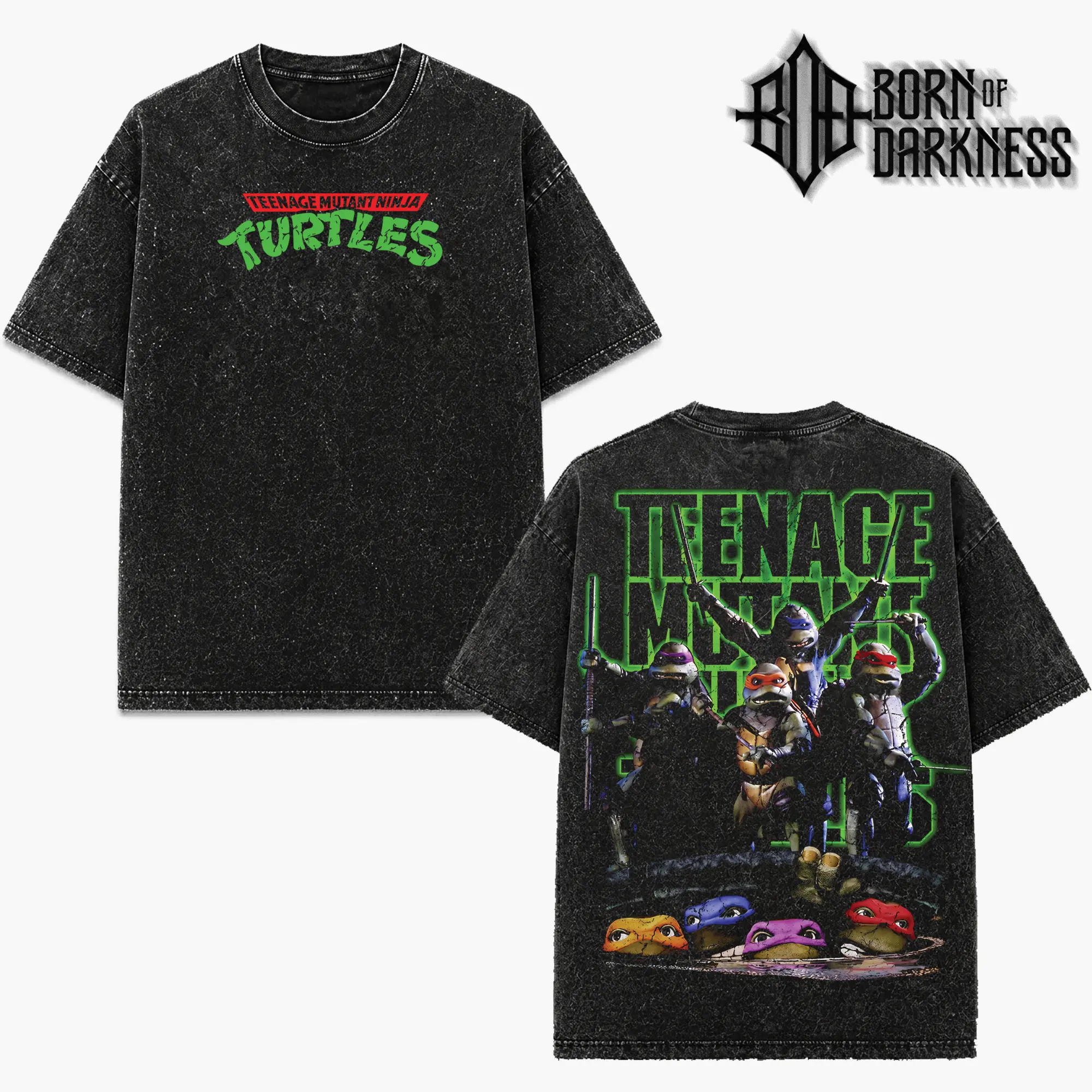 BOD - Teenage Mutant Ninja Turtles Vintage Unisex Oversize Washed Cotton T-shirt Hoodie, Graphic Tee,Turtle Lover, Turtle Merch Fan, Outfits Men, Boys Merch Top