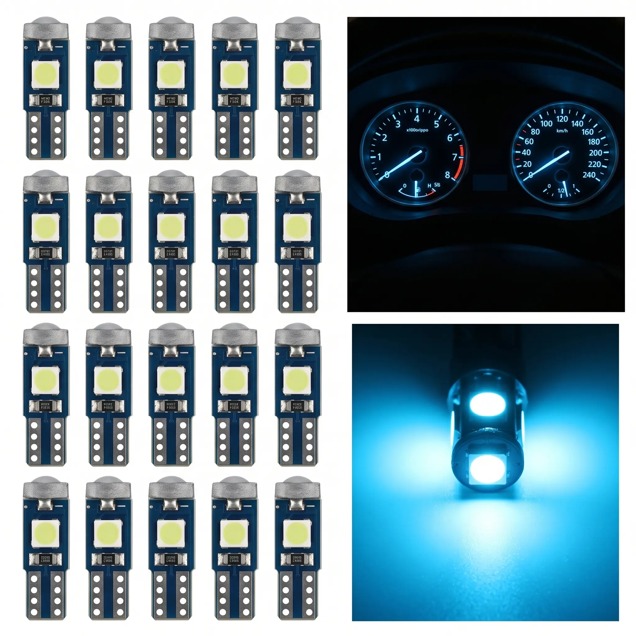 Dashboard Lights 20 Piece T5 LED Bulbs Ice Blue For Interior Dome Door Instrument Panel Cluster Anniversary Gift