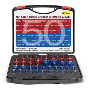 50 count Thread Checker, Bolt Size Finder Nut and Bolt Thread Checker, 23 Metric & 27 SAE Box Set Thread Gauge Size Checker