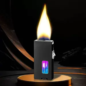 (Butane Gas Not Included) Butane Refillable Lighter, Extra Wide Soft Flame Lighter, Windproof Lighter, Shake to Ignite, with Viewing Window, with Safety Lock, Adjustable and refillable Lighter