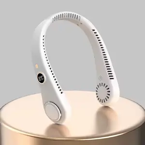 2025 Portable Neck Fan with LED Display | USB Rechargeable Leafless Mini Fan | Silent Bladeless Wearable Fan for Travel, Gym, Sports | Hands-Free Cooling