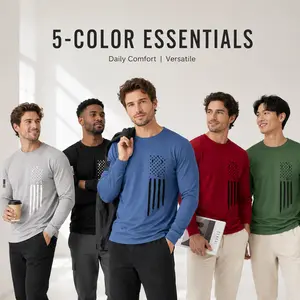 Men's [5-Pack] Long Sleeve Active T-Shirts | Quick-Dry Breathable Athletic Fit | Independence Day Special Patriot Apparel spring and autumn men's clothing Athletic Apparel Athletic Mesh Athleisure Street Fit
