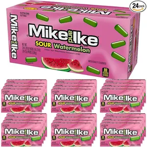 Mike and Ike Sour Watermelon Candy, 0.78 Ounce Box (Pack of 24), , Vending Machine Candy, Green Candy Snack Sweet