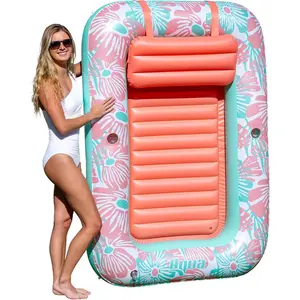 Aqua Inflatable Tanning Pool Lounger, Premium Pool Float with Cupholders and Removeable Pillow for Relaxation and Fun for Gifts for Women