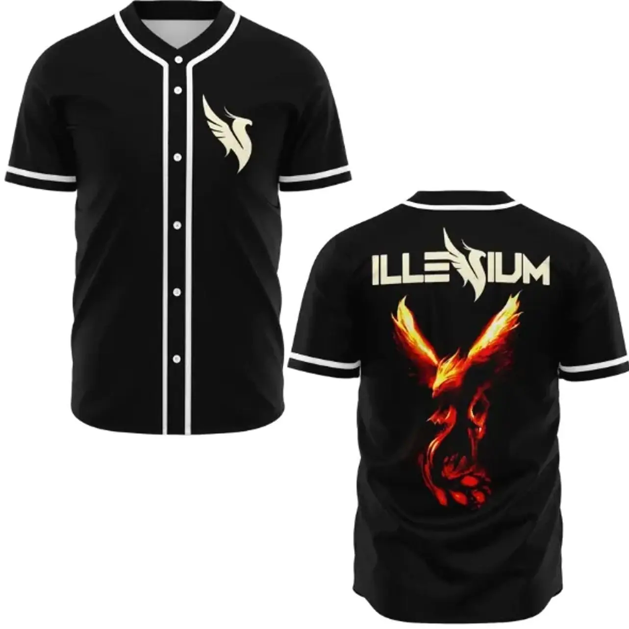 Illenium Black Baseball Jersey, Electronic Dance Music Festival Shirt, Rave Fan Apparel