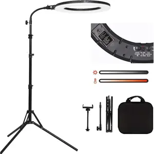 18" 60W LED Ring Light with Light Stand,Soft Tube,Phone Holder, Beauty Lighting Eyebrow Eyelash Extension  Lamp Makeup Selfie Live Streaming Dimmable Photography Studio Video Light