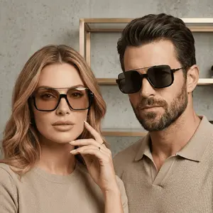 2-Pack Oversized Square Double Bridge Sunglasses Y2K American Retro UV Protection Aviator Shades for Casual Outings & Everyday Wear