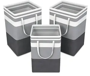 3 Pack Large Laundry Baskets, 75L Collapsible Laundry Basket, Clothes Hamper with Easy Carry Handles, Freestanding Waterproof Hamper for Laundrys Room, Bedroom, Bathroom, College Dorm