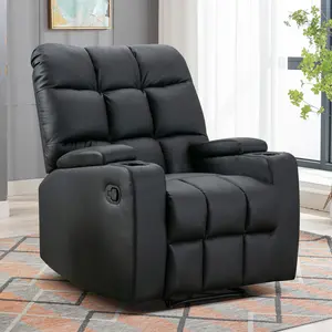 [Crazy Week] Ebello 33.5"Wide Manual Rocking Recliner Chair with Massage and Cup Holders, Black