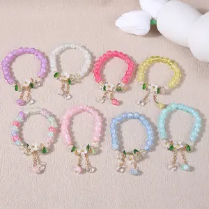 Camellia daisy bead bracelet, summer fresh breeze, student best friend crystal bracelet, sweet and versatile glass