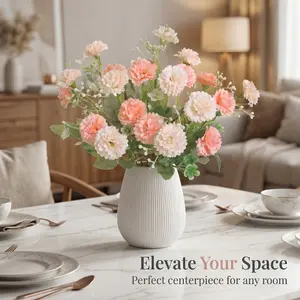 2 Piece Carnation Artificial Flowers, Silk Carnations with Stems, Outdoor Wedding Home Hotel Decoration, Fake Flower Arrangement