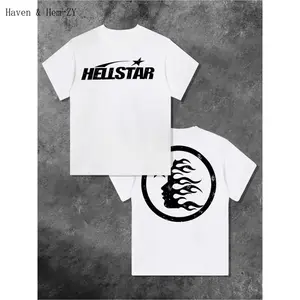 Cotton double-sided printed Hell Star pattern T-shirt, high-quality printed T-shirt, men's round neck short-sleeved top, casual T-shirt spring and summer clothing