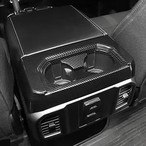 Rear Water Cup Holder Cover Trim For Ford F150 2015-2020 Truck Carbon Automotive Vehicle