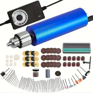 Electric hand drill for woodworking, 100–240 V AC, 0.3–4 mm fine-tuning, aluminum alloy handheld portable rotary tool/cutter for DIY, electric drill driver (US plug).